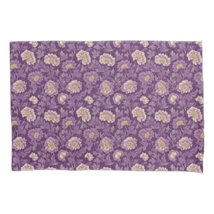 William Morris Inspired Purple Floral Pattern  Pillowcase