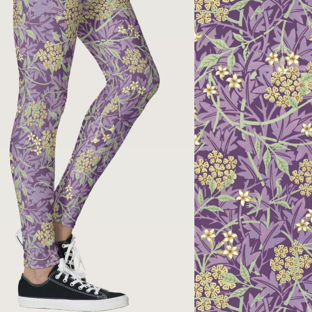 William Morris Inspired Purple Floral Patterned Leggings (Creator Uploaded)