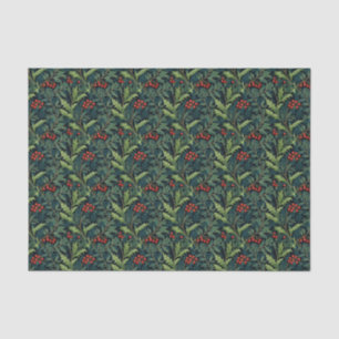 William Morris Inspired Red Holly Berry Christmas Tissue Paper