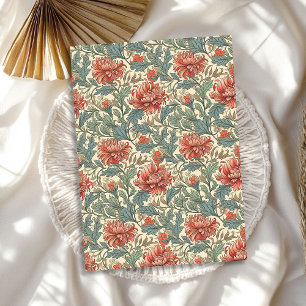 William Morris inspired red sage green pink Tissue Paper