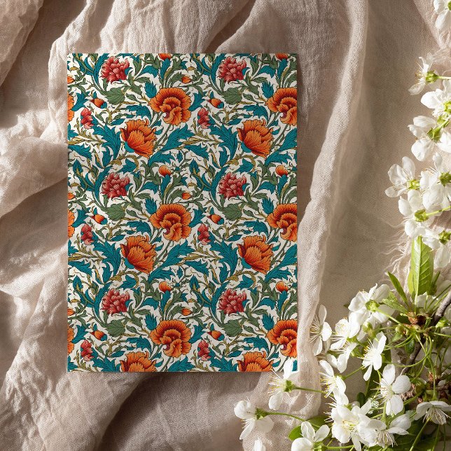 William Morris inspired terracotta pastel blue Tissue Paper (William Morris inspired terracotta pastel blue Tissue Paper)