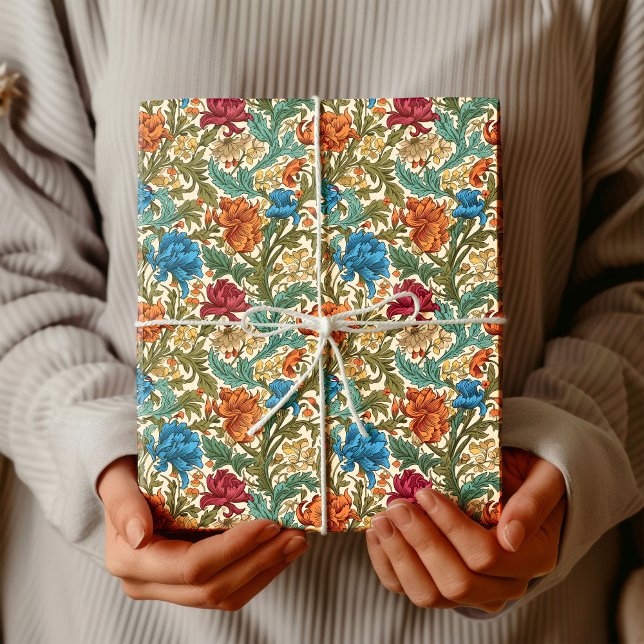 William Morris inspired terracotta pastel blue Wrapping Paper (William Morris inspired terracotta pastel blue Wrapping Paper)