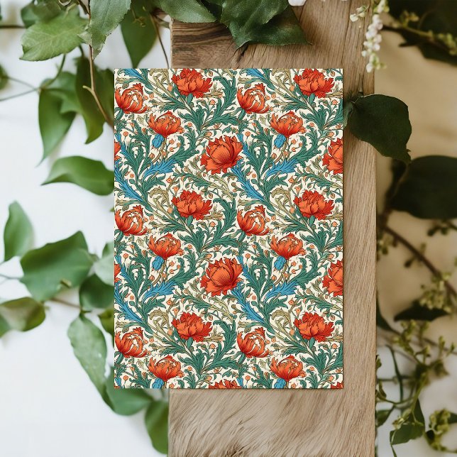 William Morris inspired terracotta pastel green Tissue Paper (William Morris inspired terracotta pastel green Tissue Paper)