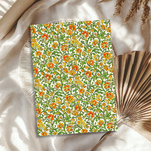 William Morris inspired vibrant green yellow peach Tissue Paper