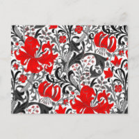 William Morris Iris and Lily, Black, White and Red