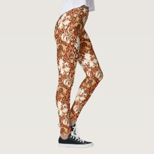 William Morris Iris and Lily, Brown and Tan Leggings