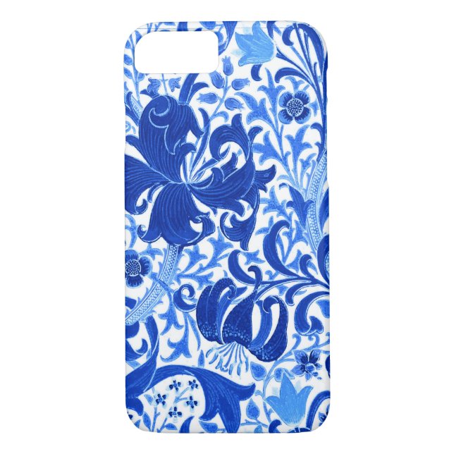 William Morris Iris and Lily, Cobalt Blue Case-Mate iPhone Case (Back)