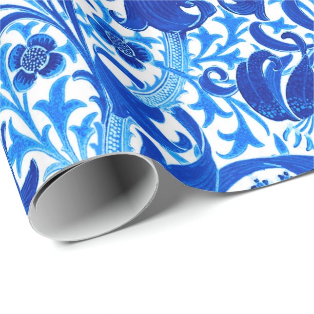 William Morris Iris and Lily, Cobalt Blue Wrapping Paper (Roll Corner)
