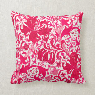 William Morris Iris and Lily, Fuchsia Pink Cushion