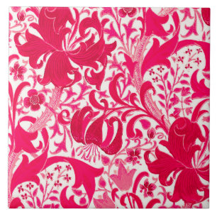 William Morris Iris and Lily, Fuchsia Pink Tile
