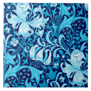 William Morris Iris and Lily, Indigo Blue Tile