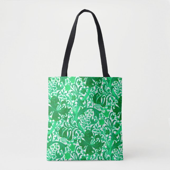 William Morris Iris and Lily, Jade Green Tote Bag (Front)