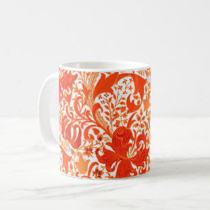 William Morris Iris and Lily, Mandarin Orange Coffee Mug