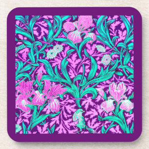William Morris Irises, Amethyst Purple Coaster