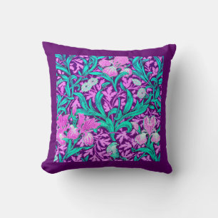 William Morris Irises, Amethyst Purple Cushion