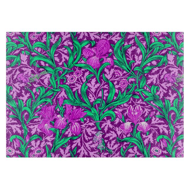 William Morris Irises, Amethyst Purple  Cutting Board (Front)