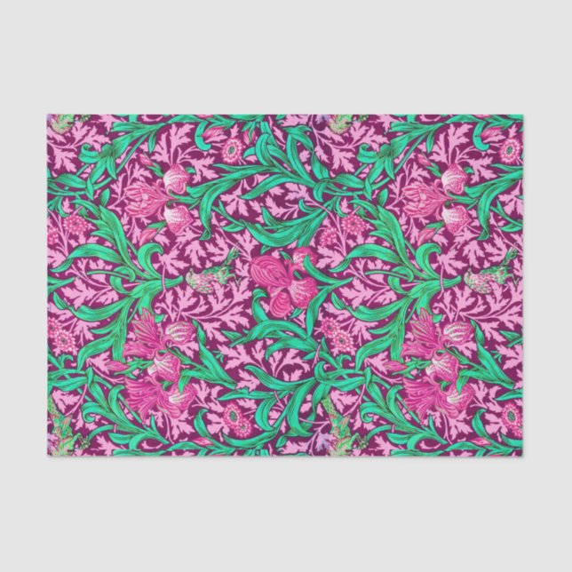William Morris Irises, Fuchsia Pink and Wine Tissue Paper (Front)