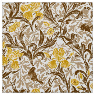 William Morris Irises, Mustard Gold, Brown & Beige Fabric