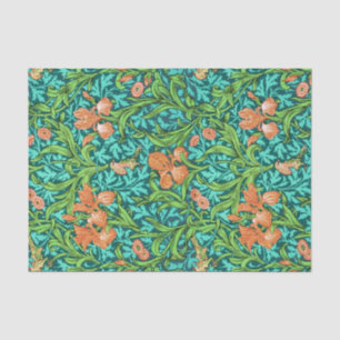 William Morris Irises, Orange and Turquoise Tissue Paper