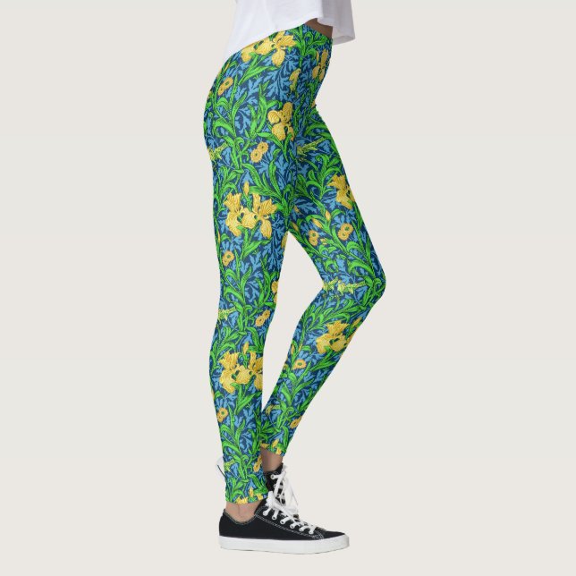 William Morris Irises, Yellow and Cobalt Blue Leggings (Right)