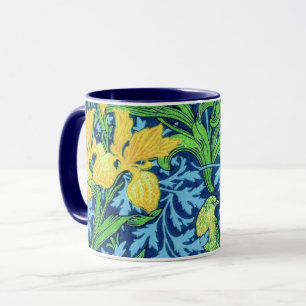 William Morris Irises, Yellow and Cobalt Blue Mug
