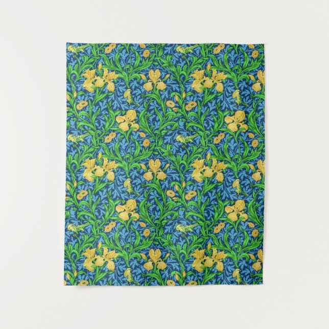 William Morris Irises, Yellow and Cobalt Blue Tapestry (Front)