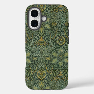 William Morris Ispahan Teal Green Floral Art iPhone 16 Case