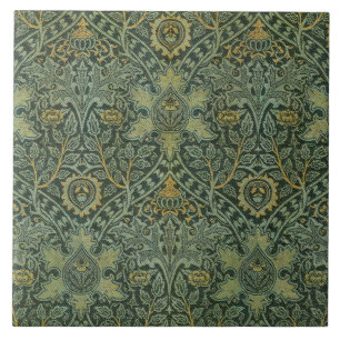 William Morris Ispahan Teal Green Floral Art Ceramic Tile