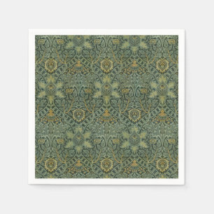 William Morris Ispahan Teal Green Floral Art Napkin