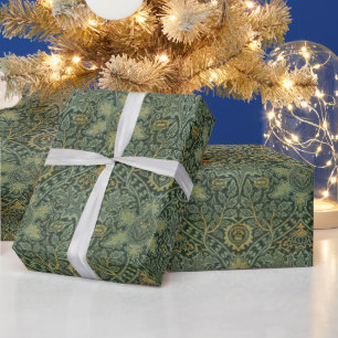 William Morris Ispahan Teal Green Floral Art Wrapping Paper