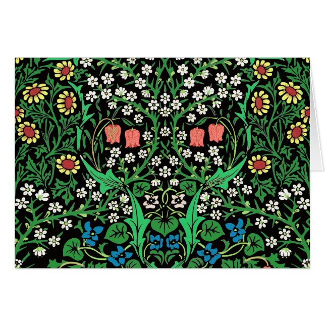 William Morris Jacobean Floral, Black Background (Front Horizontal)