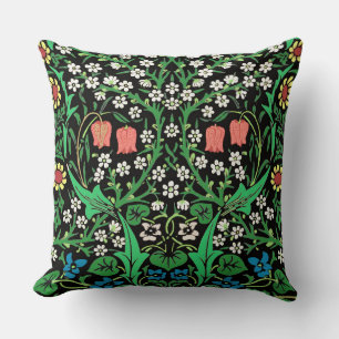 William Morris Jacobean Floral, Black Background Cushion