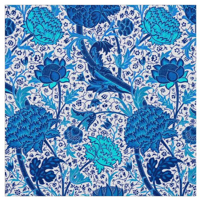 William Morris Jacobean Floral, Cobalt Blue Fabric (Swatch)