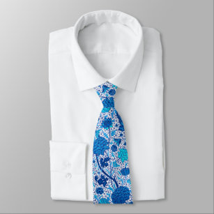 William Morris Jacobean Floral, Cobalt Blue Tie