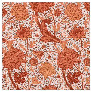 William Morris Jacobean Floral, Coral Orange Fabric
