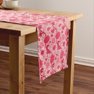 William Morris Jacobean Floral, Coral Pink Short Table Runner