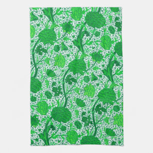 William Morris Jacobean Floral, Emerald Green Tea Towel