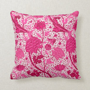 William Morris Jacobean Floral, Fuchsia Pink Cushion