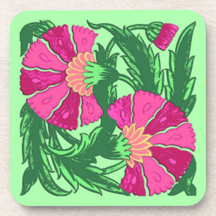 William Morris Jacobean, Fuchsia Pink and Green Coaster