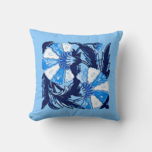 William Morris Jacobean, Navy and Light Blue Cushion