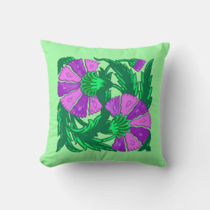 William Morris Jacobean, Orchid Purple and Green Cushion