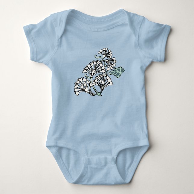 William Morris Jasmine and Leaves Pattern Baby Bodysuit (Front)