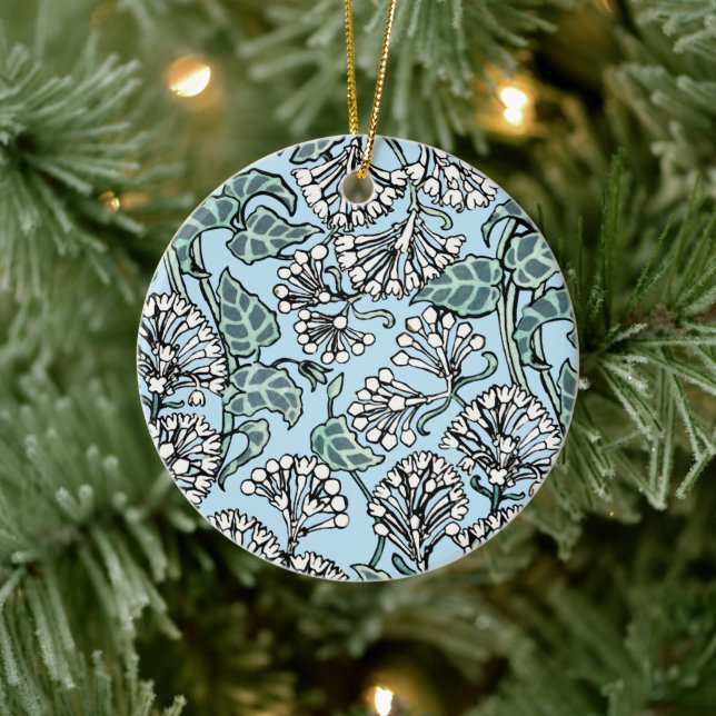 William Morris Jasmine and Leaves Pattern Ceramic Ornament (Tree)