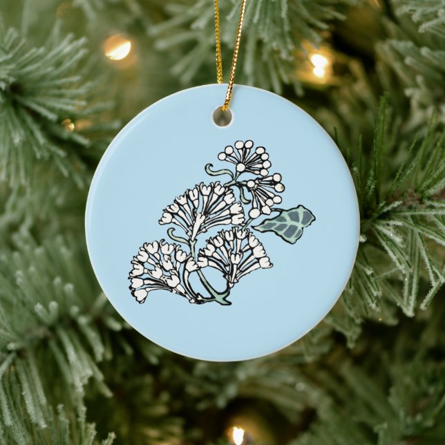 William Morris Jasmine and Leaves Pattern Ceramic Ornament (Tree)