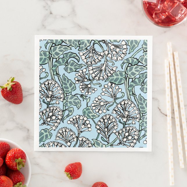 William Morris Jasmine and Leaves Pattern Napkin (Insitu)
