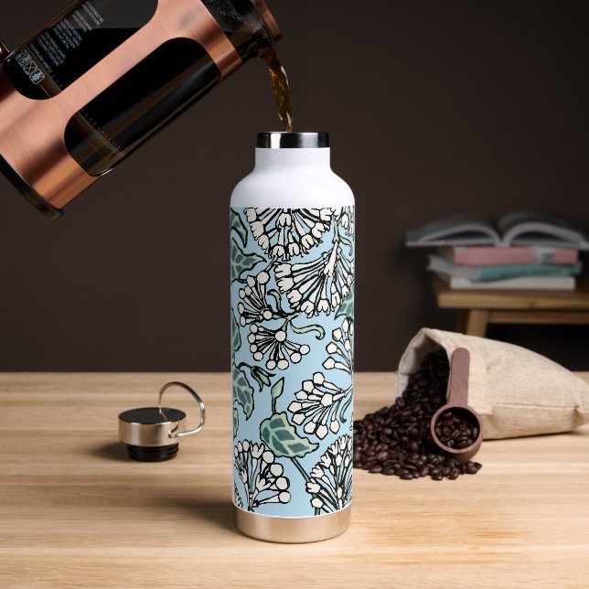William Morris Jasmine and Leaves Pattern Water Bottle (Coffee)