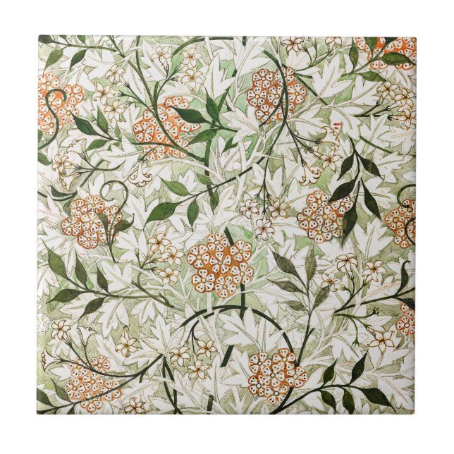 William Morris Jasmine Blossom Garden Design Ceramic Tile (Front)