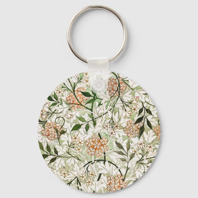 William Morris Jasmine Blossom Garden Design Key Ring (Front)