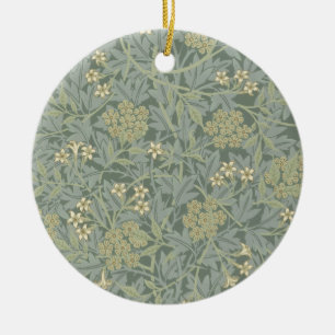 William Morris Jasmine Blue Green Botanical Art Ceramic Ornament