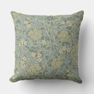 William Morris Jasmine Blue Green Botanical Art Cushion